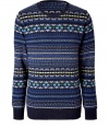 Uncommonly soft and high-quality pullover in a fine cashmere blend - Features a stylish striped pattern in blue, typical of Paul Smith designs - Long and narrow with ribbing, round neckline and long sleeves - Try with fall/winter favorites like corduroys, boots and a blazer