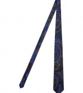 Add a rich pop of color to sleek suits with Etros elegant tonal peacock silk tie - Bold and slick in the houses preferred paisley print - Medium-width cut is classically cool and polished to perfection - Ideal for work and evenings out - Pair with a crisp, white button-down and a dark suit - Also makes a superb gift