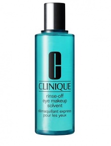 Fast, rinse-off eye makeup dissolver. For quick makeup changes, repairs. Cleans up eyes easily without disturbing other makeup. No rubbing. No smudging. No oil. 4.2 oz. Fast, rinse-off eye makeup dissolver. For quick makeup changes, repairs. Cleans up eyes easily without disturbing other makeup. No rubbing. No smudging. No oil. 4.2 oz.