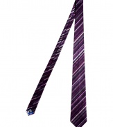 Bring vibrant style to your workweek look with this purple striped tie from Paul Smith Accessories - Modern look with tonal striping - Pair with a dark colored suit and lace-up dress shoes for office-ready polish