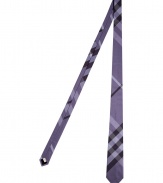 Finish sharply tailored looks on a timeless-classic note with Burberry Londons characteristic check tie, detailed in contemporary tonal wisteria for just the right mix of chic color - Allover check - Team with crisp white shirts and modern-cut suits