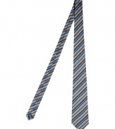 Bring vibrant style to your workweek look with this striped tie from Paul Smith Accessories - Modern look with multi-color stripe - Pair with a dark colored suit and lace up dress shoes for office-ready polish