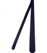 Elegant tie in fine, pure silk - Luxe material has a lightly textured, satin-like finish - Classically cool in navy blue - New cut is slim and decidedly sleek - Modern and polished, ideal for pairing with narrow-cut suits