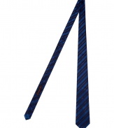 Add a rich pop of color to sleek suits with Etros elegant silk tie - Bold and modern lapis and sapphire stripe motif - Medium-width cut is classically cool and polished to perfection - Ideal for work and evenings out - Pair with a crisp, white button down and a dark suit - Also makes a superb gift
