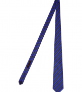 Add a rich pop of color to sleek suits with Etros elegant silk tie - Bold and modern slate and violet stripe motif - Medium-width cut is classically cool and polished to perfection - Ideal for work and evenings out - Pair with a crisp, white button down and a dark suit - Also makes a superb gift