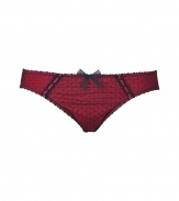 Get the sultry glamorous look of a vintage 1950s pin up girl in Von Follies by Dita Von Teeses black and luxury red spotted stretch mesh briefs - Sheer black hail spot stretch mesh over luxury red front, tonal laced satin detail, sheer mesh back with ruching detail - Full coverage - Wear with the matching contour bra for a seriously seductive look