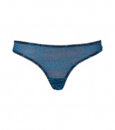Turn up the heat with this retro-inspired lace thong from Kiki de Montparnasse - Delicate peacock floral lace with black underlay - Perfect under any outfit or with the matching bra for stylish lounging