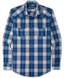 Update your regular ol' button down look with this bold plaid print shirt by American Rag. Update your regular ol' button down look with this bold plaid print shirt by American Rag.