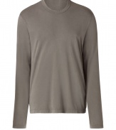Stylish greystone long sleeve crew neck t-shirt - This super luxe basic is the perfect addition to any outfit - Modern, sleek cut and easy to style neutral color - Wear with jeans, a blazer, and boots for casual cool - Try with slim trousers and a plaid button down