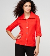 Make a stylish statement in Style&co. Sport's petite jacket, featuring a snap-front buttons and convertible collar for a smart casual look.