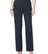 Calvin Klein's petite navy pants are just the pair to help incorporate the bright hues of spring into your workweek wear--it looks beautiful with crisp coral and just as great with basic white.