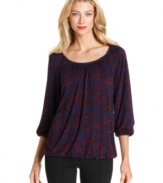 MICHAEL Michael Kors' petite top features a charming blouson-style fit and colorful snakeskin print. Wear it with jeans, pants, skirts and more!