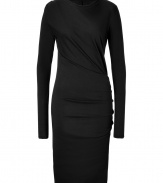 Detailed in draped jersey for a flawless modern fit, Rag & Bones crew neck sheath is a cool choice packed with wearing possibilities - Round neckline, long sleeves, draped front with side gather, raw finished neck- and hemline - Form-fitting - Wear with blocky-heel booties