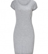 Detailed in super soft cashmere with a sleek look, Iris von Arnims short sleeve dress is a chic choice for streamlining workweek looks - Scoop neckline, short sleeves, fine ribbed trim, pull-over style - Form-fitting - Wear with a tailored blazer and leather boots