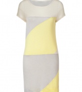 With its cool colorblock, Marc by Marc Jacobs tri-tone dress is an effortless choice for warm weather looks - Wide neckline, short sleeves, allover patchworked colorblock - Fitted - Wear with an oversized carryall tote and bright flats