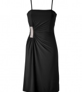 With its glamorous crystal embellished waist and flattering gather, Steffen Schrauts Little Black Dress is a contemporary-chic choice for cocktails - Adjustable spaghetti straps, straight neckline, gathered side detail with crystal embellishment, hidden back zip - Fitted - Wear with heels and a shimmering metallic box clutch