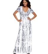 A petite maxi dress with a whole new look, from Style&co. The flowing silhouette gets a glam makeover with studs and feminine flutter sleeves!