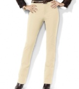 Rendered in smooth stretch cotton twill, these petite Lauren by Ralph Lauren pants channel sophisticated elegance in a classic silhouette with a sleek straight leg.
