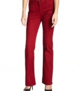These straight-leg petite jeans from Jones New York Signature comes in a vibrant red wash -- perfect for creating fashion-forward ensembles!