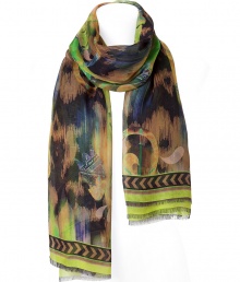 Luxurious scarf in a fine, lime modal-cashmere blend - Elegant multi color print, typical of Matthew Williamson - Wonderfully light and classy material - Beautifully long and wide - A dream accessory, sophisticated, trendy, super nice to wear - Ingenious upgrade for simple looks - Styling: for a chic shift dress, business blouse, biker outfit Luxurious scarf in a fine, lime modal-cashmere blend - Elegant multi color print, typical of Matthew Williamson - Wonderfully light and classy material - Beautifully long and wide - A dream accessory, sophisticated, trendy, super nice to wear - Ingenious upgrade for simple looks - Styling: for a chic shift dress, business blouse, biker outfit