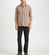 Casual and crinkled in ultra-lightweight cotton with a unique, 3/4-length placket.ButtonfrontChest patch pocketCottonMachine washImported