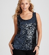 Glam a little or a lot in this Calvin Klein sequin tank. Flaunt on its own for date night or pare down with an essential blazer at the office.