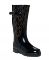 All-over logo embellishment and buckle hardware embellishment make MICHAEL Michael Kors' tall rainboots ready for the runway! Even on a dreary day, they're a perfect way to add polish to your look.