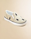 Smart, sturdy cotton canvas slip-ons, sprinkled with signature polo ponies, create a classic little boy look.Cotton canvas upper Elasticized side gores Cushiony terry lining Padded insole Rubber sole Imported