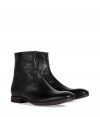 Inject high style to any look with these sophisticated leather ankle boots from Paul Smith - Rounded upturned toe, chunky heel, supple leather with textured leather upper panel, side zip closure - Style with straight leg jeans and a cashmere pullover or a sleek suit