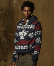 A comfortable, ultra-soft popover hoodie exudes classic downtown style in a Native-American-inspired print -- a perfect finish to any outfit. (Clearance) A comfortable, ultra-soft popover hoodie exudes classic downtown style in a Native-American-inspired print -- a perfect finish to any outfit. (Clearance)
