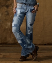 Denim & Supply Ralph Lauren's sleek jean in perfectly faded, patched and repaired classic blue denim is an authentically well-worn take on a vintage-inspired flare silhouette. Denim & Supply Ralph Lauren's sleek jean in perfectly faded, patched and repaired classic blue denim is an authentically well-worn take on a vintage-inspired flare silhouette.