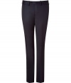 Elegant suit pants in navy stretch cotton - Slim cut with flattering pleats - Two jetted side pockets - Comfortable fit - Zip and side button closure - Timeless basic piece - Wear with cashmere pullover or classic combo of shirt and jacket