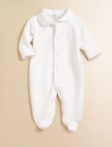 Crafted in ultra-soft pima cotton, this precious quilted footie features a charming horse embroidery.Peter Pan collarLong sleevesSnap-frontBottom snapsPima cottonMachine washImported Please note: Number of snaps may vary depending on size ordered. Crafted in ultra-soft pima cotton, this precious quilted footie features a charming horse embroidery.Peter Pan collarLong sleevesSnap-frontBottom snapsPima cottonMachine washImported Please note: Number of snaps may vary depending on size ordered.