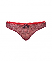 Turn up the heat with these sultry vintage-inspired bikini briefs from Chantal Thomass - Scalloped red lace trim, black bow, classic bikini brief styling - Perfect under virtually any outfit or paired with a matching bra for stylish lounging Turn up the heat with these sultry vintage-inspired bikini briefs from Chantal Thomass - Scalloped red lace trim, black bow, classic bikini brief styling - Perfect under virtually any outfit or paired with a matching bra for stylish lounging