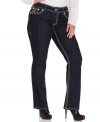 Finished by a dark wash, Seven7 Jeans' plus size bootcut jeans are essentials for chic casual style.