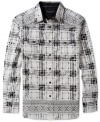 Break up your boring button down routine with this iconic printed shirt by Rocawear.