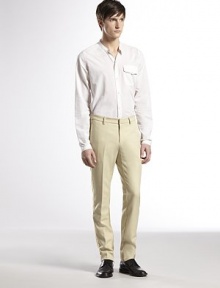 Heavy military cadet pant tailored in wool with gold trim.Covered hook-and-eye closure with zipperOn seam front pocketsBack besom pockets with buttonWoolDry cleanMade in Italy Heavy military cadet pant tailored in wool with gold trim.Covered hook-and-eye closure with zipperOn seam front pocketsBack besom pockets with buttonWoolDry cleanMade in Italy