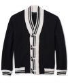 You'll be ahead of the class in this collegiate cool Sean John cardigan.