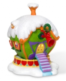 With all the bells and whistles of a top-notch music shop, this silly Who-ville building sounds a bright and cheery whimsical note that even the Grinch adores.