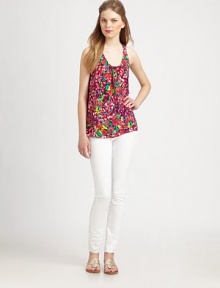 An awe-inspiring print breathes new life into the traditional tank top.ScoopneckSleevelessAllover printPull-on styleRuffle racerbackRelaxed fitAbout 26 from shoulder to hem96% polyester/4% spandexDry cleanImported Model shown is 5'10(177cm) wearing US size Small. An awe-inspiring print breathes new life into the traditional tank top.ScoopneckSleevelessAllover printPull-on styleRuffle racerbackRelaxed fitAbout 26 from shoulder to hem96% polyester/4% spandexDry cleanImported Model shown is 5'10(177cm) wearing US size Small.