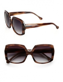 A perfectly chiseled square design in hand-made acetate with beveled temples. Available in brown horn with brown gradient lens.Beveled temples100% UV protectionImported A perfectly chiseled square design in hand-made acetate with beveled temples. Available in brown horn with brown gradient lens.Beveled temples100% UV protectionImported