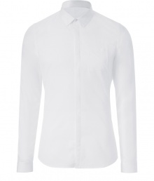 Sleek and streamlined, Belstaffs white cotton poplin shirt is a modern must in any wardrobe - New slim cut fits snugly and tapers gently through waist - Covered full button placket and chest pocket - Small collar and long, cuffed sleeves - Pleat detail at back - Wear solo or beneath a blazer or leather jacket, and pair with dress trousers, dark denim or chinos Sleek and streamlined, Belstaffs white cotton poplin shirt is a modern must in any wardrobe - New slim cut fits snugly and tapers gently through waist - Covered full button placket and chest pocket - Small collar and long, cuffed sleeves - Pleat detail at back - Wear solo or beneath a blazer or leather jacket, and pair with dress trousers, dark denim or chinos