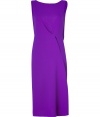 Make a dramatic debut at cocktail hour in Roksanda Ilincics radiant purple sheath, detailed with a seductive low back for a stunning finish - Wide-neckline, sleeveless, front pleat detail, deep V-back with cut-out draped folds, stitched seams, hidden side zip - Softly tailored fit - Team with sparkly jewelry and flawless accessories