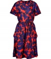 Ultra feminine and equally cool, Marc by Marc Jacobs floral print dress is a perfect choice for taking your look from the office to cocktails in style - Rounded neckline, dolman short sleeves, draped sides, side slit pockets, leather belted waistline - Softly tailored fit - Team with flawless heels and a sleek carryall tote