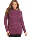 Let your look shine this season with Style&co.'s long sleeve plus size sweater, featuring a metallic finish.