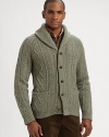 Imbued with heritage appeal, a classic cable-knit cardigan is crafted from a warm wool-cashmere blend with a refined shawl collar.Button-frontShawl collarWaist patch pocketsRibbed knit cuffs and hem88% lambswool/22% woolDry cleanImported