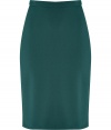 Sleek and chic, this easy to style pencil skirt from Schumacher is ultra-flattering without compromising comfort - Classic pencil silhouette, thin waistband, figure-enhancing back seaming details and slit, concealed back zip closure - Style with a tie-neck blouse, a blazer, and peep-toe pumps
