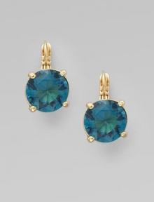 A faceted drop of glass for a classic look and feel.Glass 12K goldplated Width, about ½ Leverbacks Imported A faceted drop of glass for a classic look and feel.Glass 12K goldplated Width, about ½ Leverbacks Imported