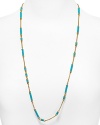 Inspired by 50's-era costume gems, kate spade new york's gold and turquoise strand adds a chic shot of color. With delicate, scattered stations - this piece has the style and textured flair to spare.