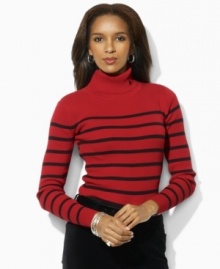 Rendered in luxuriously soft combed cotton, the essential petite Lauren by Ralph Lauren sweater features a chic turtleneck collar with an embroidered LRL motif for a signature look. (Clearance) Rendered in luxuriously soft combed cotton, the essential petite Lauren by Ralph Lauren sweater features a chic turtleneck collar with an embroidered LRL motif for a signature look. (Clearance)